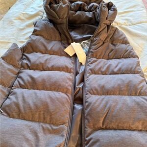 Gray Puffer Vest with Hood